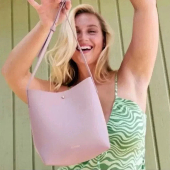 Anthropologie SAMARA shoulder bag EUC pale peony pink cottage core vegan suede - Picture 4 of 14